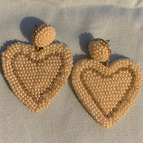 J Crew Beaded heart pearl statement earrings - Picture 6 of 6